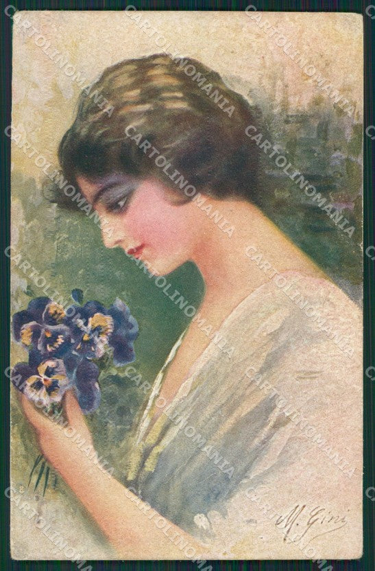 Gini Glamour Fashion Lady Art Deco CREASE postcard cartolina KS4246 – fronte