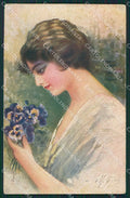 Gini Glamour Fashion Lady Art Deco CREASE postcard cartolina KS4246 – fronte