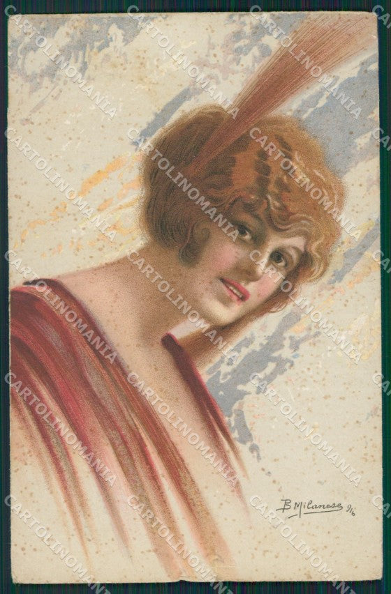 Milanese Glamour Fashion Lady Art Deco CREASES postcard cartolina KS4248 – fronte