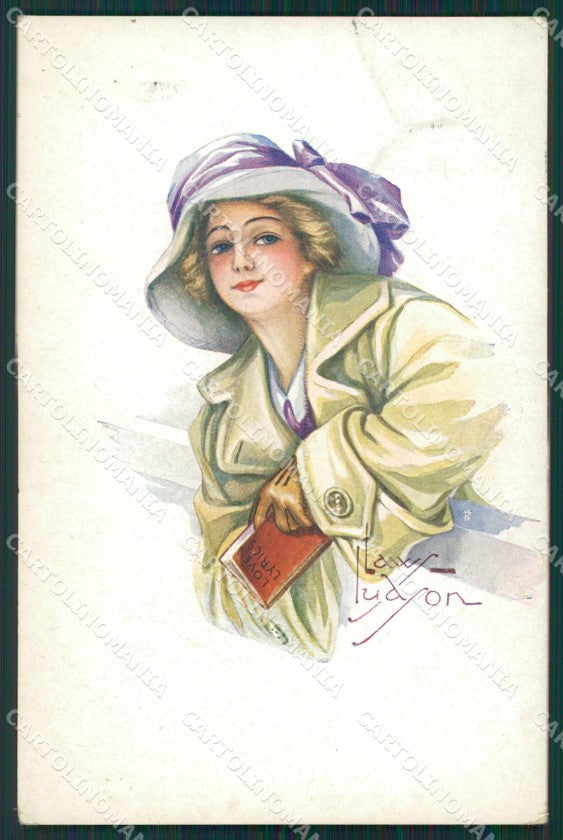 Law Ludson Glamour Fashion Lady Hat Art Deco postcard cartolina KS4249 – fronte
