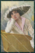 Spotti Glamour Fashion Lady Hat Art Deco postcard cartolina KS4270 – fronte