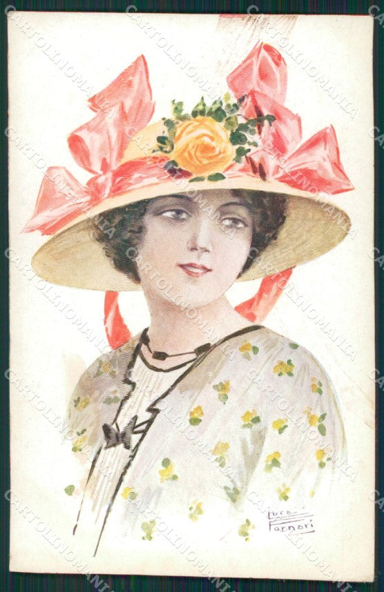 Fornari Glamour Fashion Lady Hat Art Deco postcard cartolina KS4279 – fronte