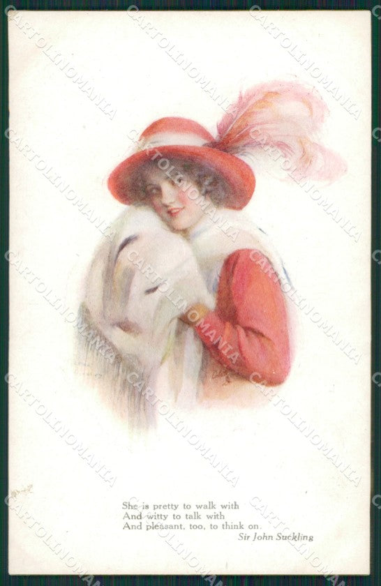 Horwitz Glamour Fashion Lady Hat Art Deco postcard cartolina KS4293 – fronte