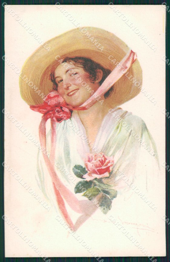 Glamour Fashion Lady Hat Art Deco postcard cartolina KS4310 – fronte