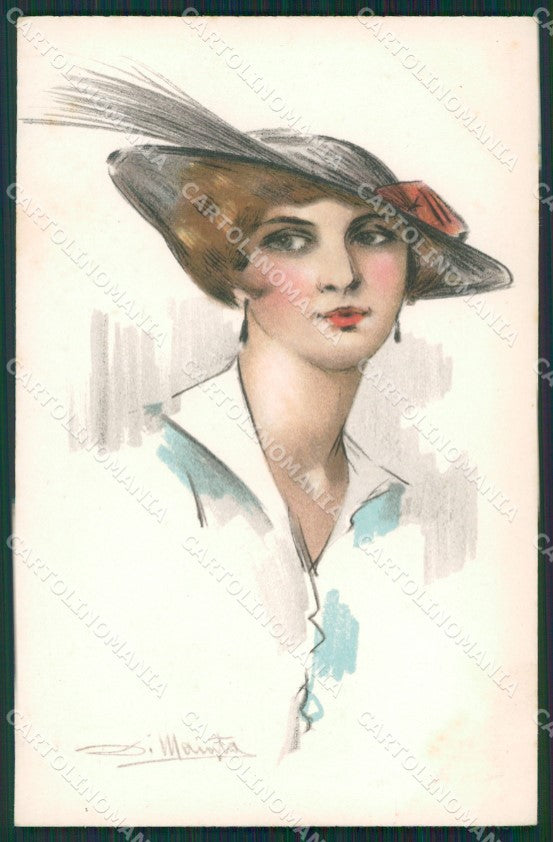 Di Maiuta Glamour Fashion Lady Hat Art Deco postcard cartolina KS4321 – fronte