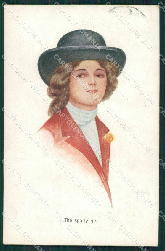 Glamour Fashion Lady Hat Art Deco postcard cartolina KS4334 – fronte