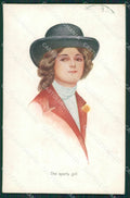 Glamour Fashion Lady Hat Art Deco postcard cartolina KS4334 – fronte
