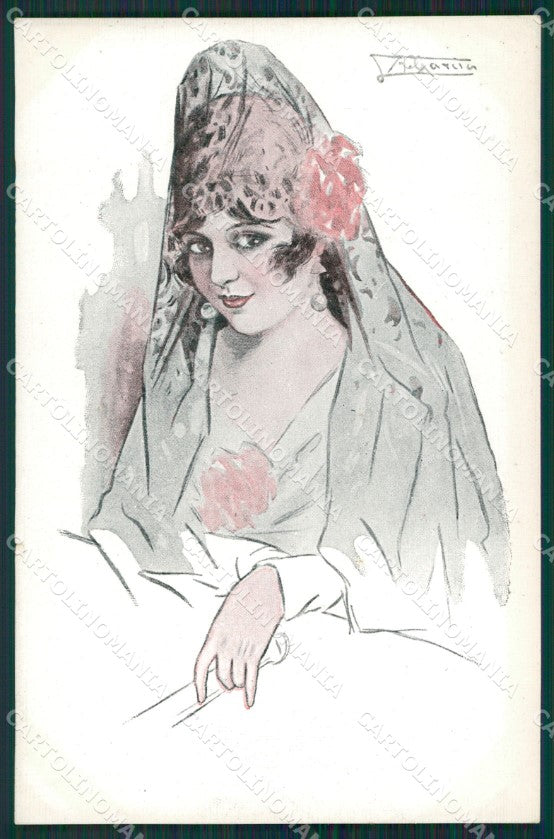 Garcia Glamour Fashion Lady Art Deco TEAR postcard cartolina KS4340 – fronte