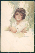Monestier Glamour Fashion Lady Art Deco CREASES postcard cartolina KS4342 – fronte
