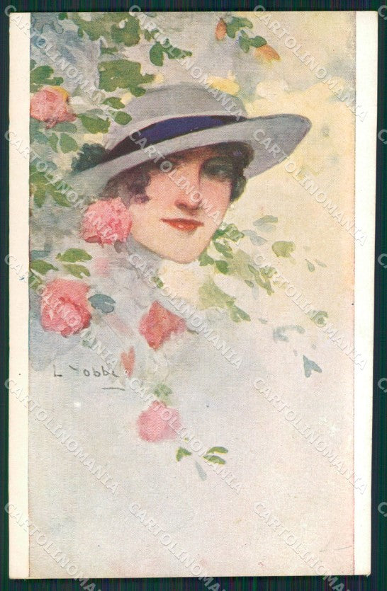 Yobbi Glamour Fashion Lady Hat Art Deco postcard cartolina KS4353 – fronte