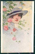 Yobbi Glamour Fashion Lady Hat Art Deco postcard cartolina KS4353 – fronte