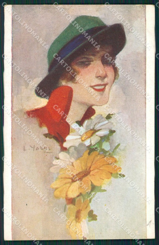 Yobbi Glamour Fashion Lady Hat Art Deco postcard cartolina KS4354 – fronte