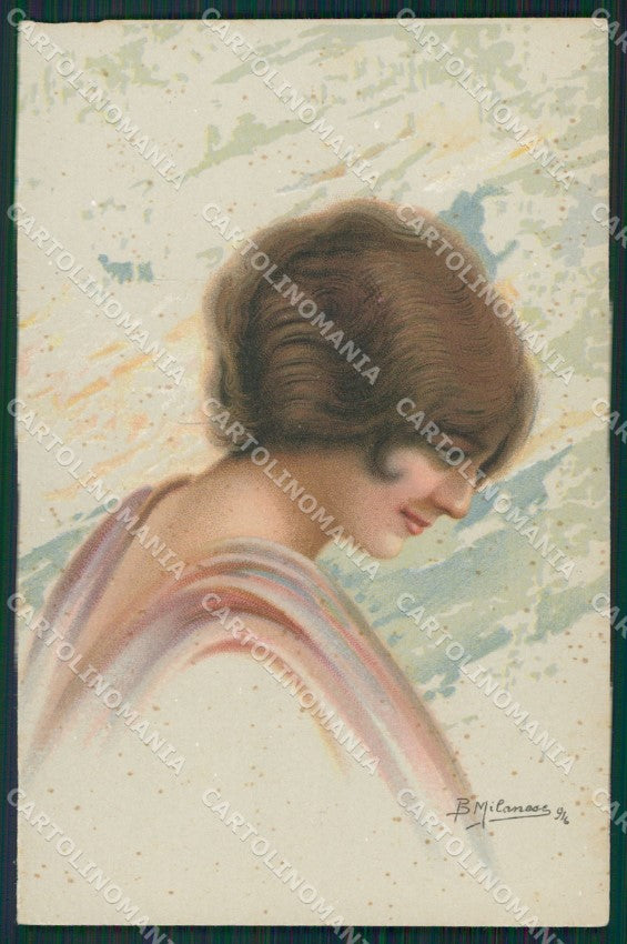 Milanese Glamour Fashion Lady Art Deco ABRADED postcard cartolina KS4393 – fronte