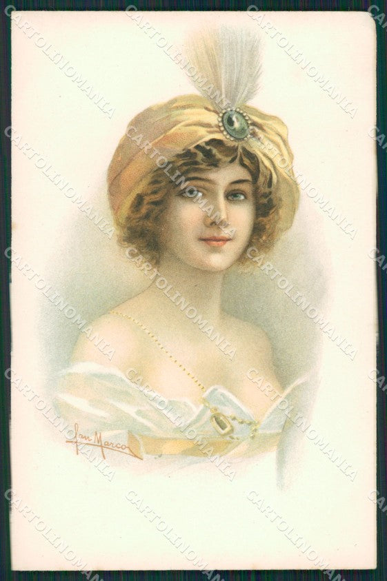 San Marco Glamour Fashion Lady Hat Art Deco postcard cartolina KS4397 – fronte