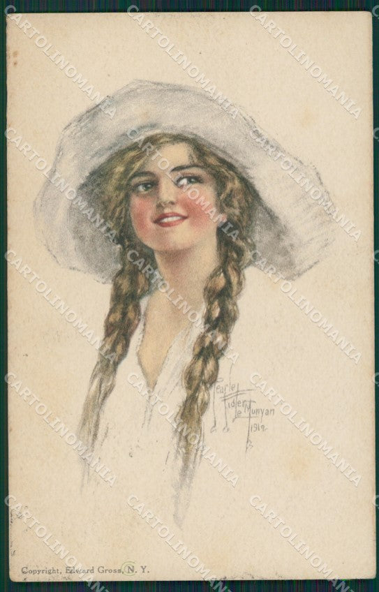 Le Munyan Glamour Fashion Lady Hat Deco CREASE postcard cartolina KS4400 – fronte