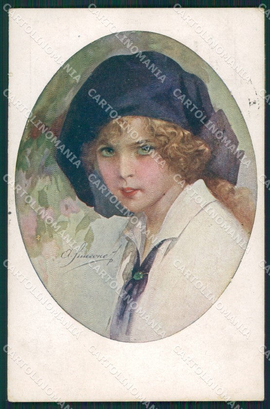 Simeone Glamour Fashion Lady Hat Art Deco postcard cartolina KS4418 – fronte