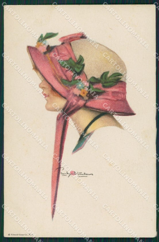 Stanlaws Glamour Fashion Lady Hat Art Deco postcard cartolina KS4431 – fronte