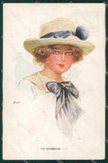 Glamour Fashion Lady Hat Art Deco postcard cartolina KS4440 – fronte