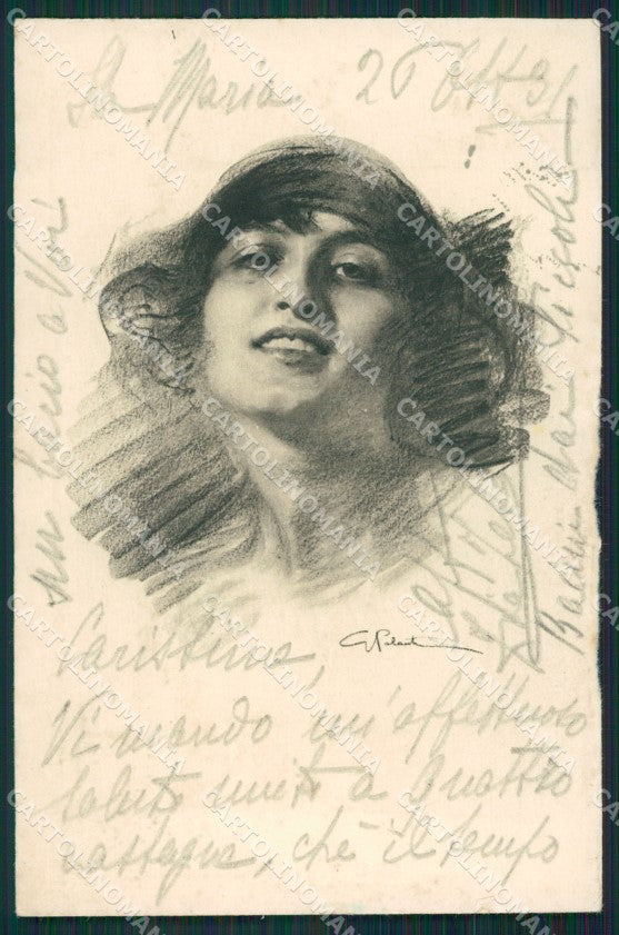 Palanti Glamour Lady Hat TEAR advertising Ramazzotti postcard cartolina KS4455 – fronte