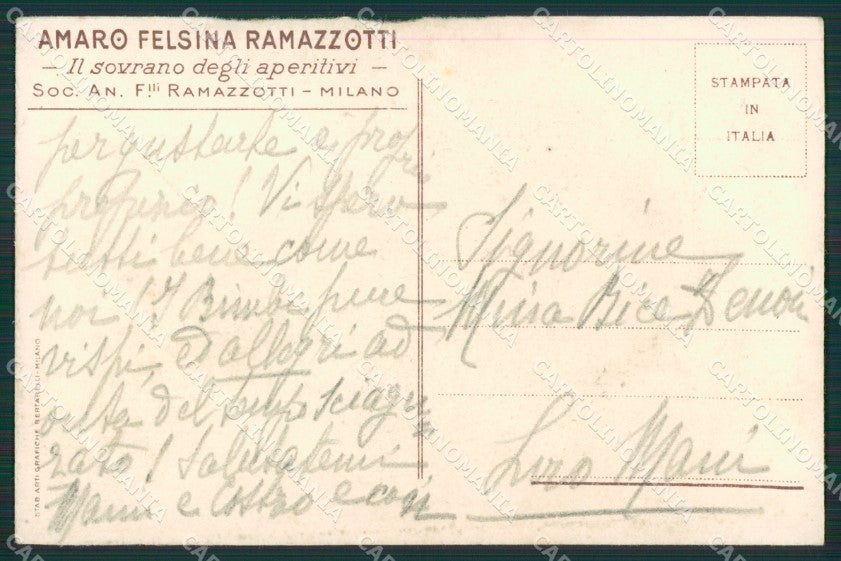 Palanti Glamour Lady Hat TEAR advertising Ramazzotti postcard cartolina KS4455 – retro