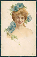 Glamour Fashion Lady Art Deco CREASE postcard cartolina KS4462 – fronte
