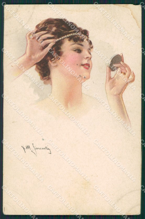 Simonetti Glamour Lady Deco SPON UNGLOED CORNER postcard cartolina KS4466 – fronte