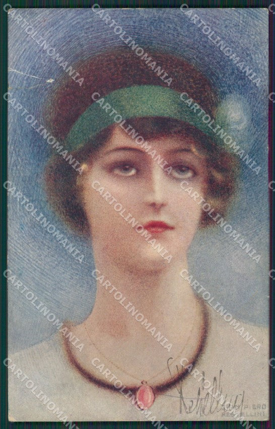 Restellini Glamour Fashion Lady Art Deco CREASE TEAR postcard cartolina KS4487 – fronte