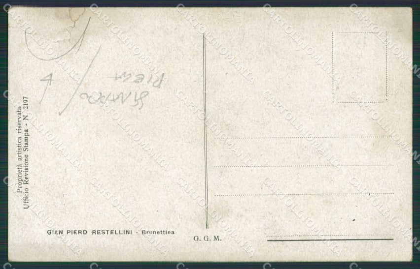 Restellini Glamour Fashion Lady Art Deco CREASE TEAR postcard cartolina KS4487 – retro