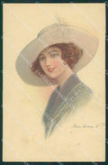 Glamour Fashion Lady Hat Art Deco postcard cartolina KS4512 – fronte
