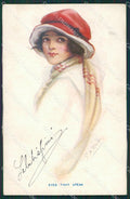 Brisley Glamour Fashion Lady Hat Art Deco postcard cartolina KS4514 – fronte