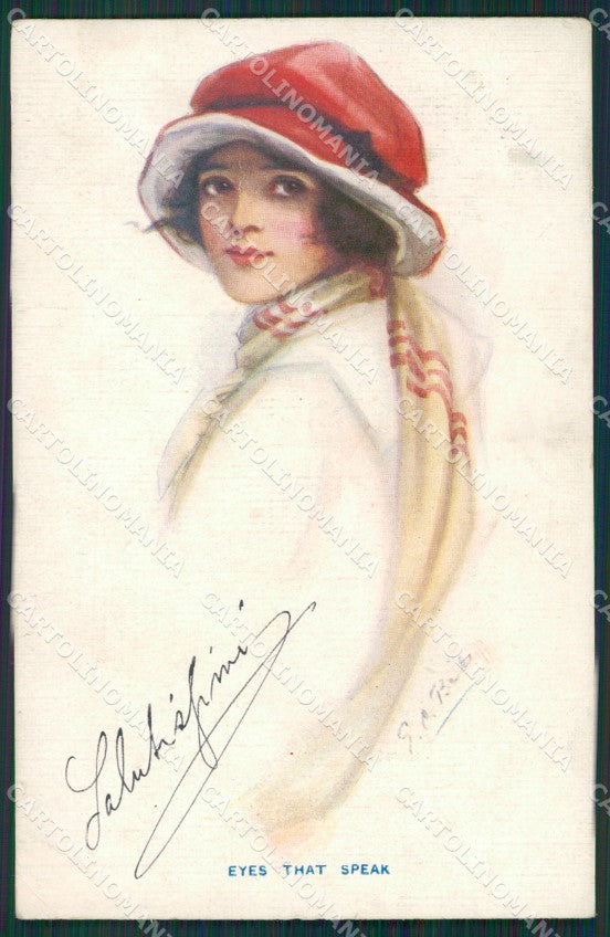 Brisley Glamour Fashion Lady Hat Art Deco postcard cartolina KS4514 – fronte
