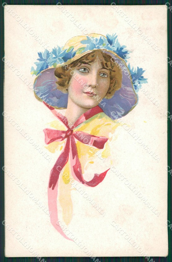 Glamour Fashion Lady Hat Art Deco postcard cartolina KS4530 – fronte