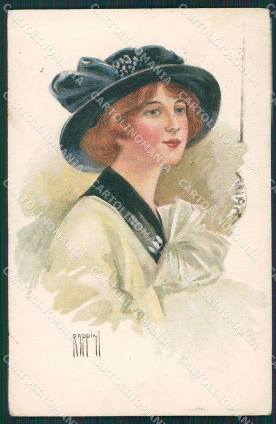 Rappini Glamour Fashion Lady Hat Art Deco postcard cartolina KS4532 – fronte