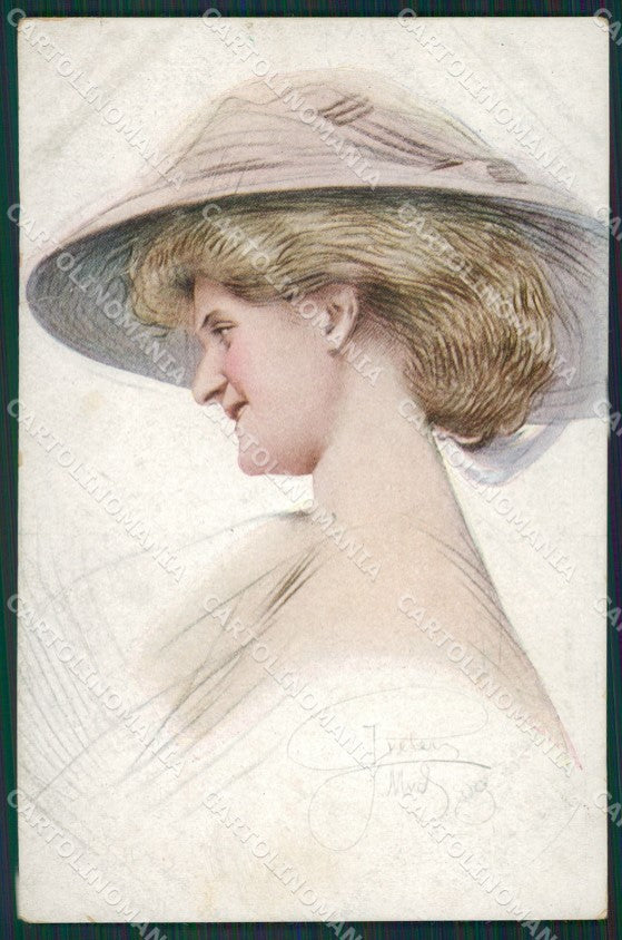 Peters Glamour Fashion Lady Hat Art Deco CREASE postcard cartolina KS4547 – fronte