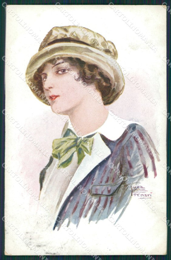 Fornari Glamour Fashion Lady Hat Art Deco postcard cartolina KS4555 – fronte