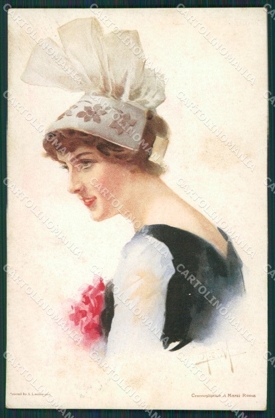 Lamonaca Glamour Fashion Lady Hat Art Deco postcard cartolina KS4570 – fronte