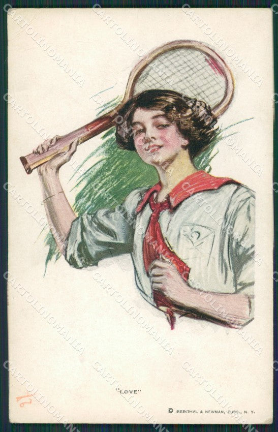 Glamour Fashion Lady Art Deco CREASES Tennis postcard cartolina KS4571 – fronte