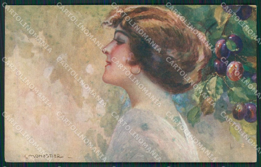 Monestier Glamour Fashion Lady Art Deco CREASE postcard cartolina KS4575 – fronte