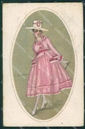 Zandrino Glamour Fashion Lady Hat Deco CREASED postcard cartolina KS4581 – fronte