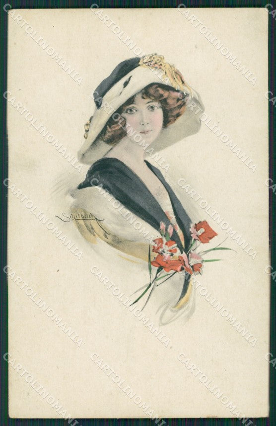Schilbach Glamour Fashion Lady Hat Art Deco postcard cartolina KS4593 – fronte