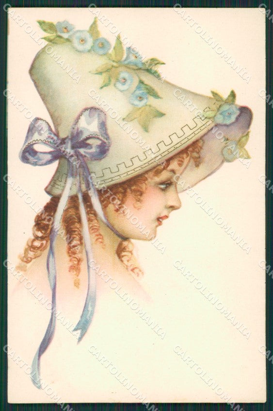 Petersen Glamour Fashion Lady Hat Art Deco Degami postcard cartolina KS4597 – fronte