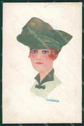 Franceschi Glamour Fashion Lady Hat Art Deco PIN HOLE postcard cartolina KS4607 – fronte