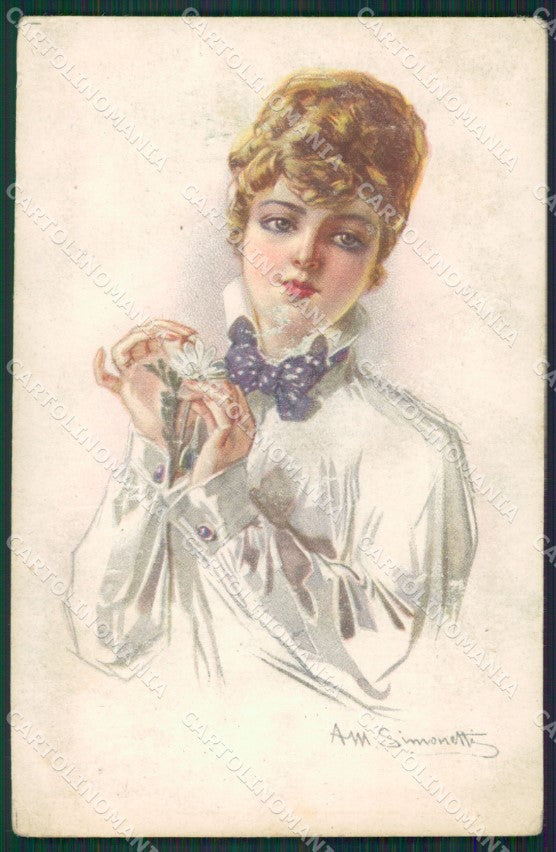 Simonetti Glamour Fashion Lady Art Deco ABRADED postcard cartolina KS4617 – fronte