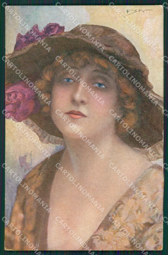 Spotti Glamour Fashion Lady Hat Art Deco postcard cartolina KS4628 – fronte