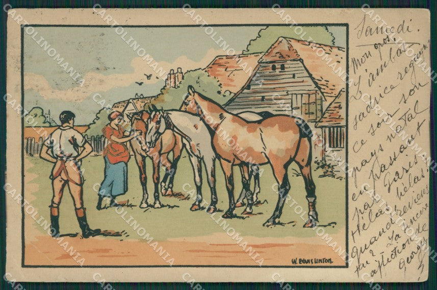 Linton Horse Viennoise MM Vienne CREASES postcard cartolina KS4648 – fronte