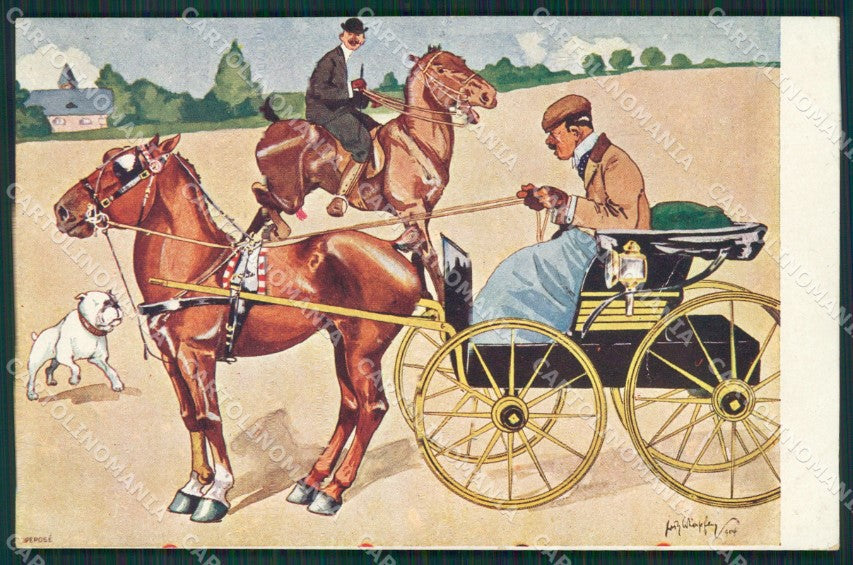 Schonpflug Horse Bulldog BKWI postcard cartolina KS4649 – fronte
