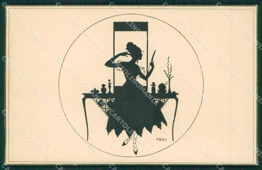 Artist MKH Lady Make up OPF postcard cartolina KS4764 – fronte