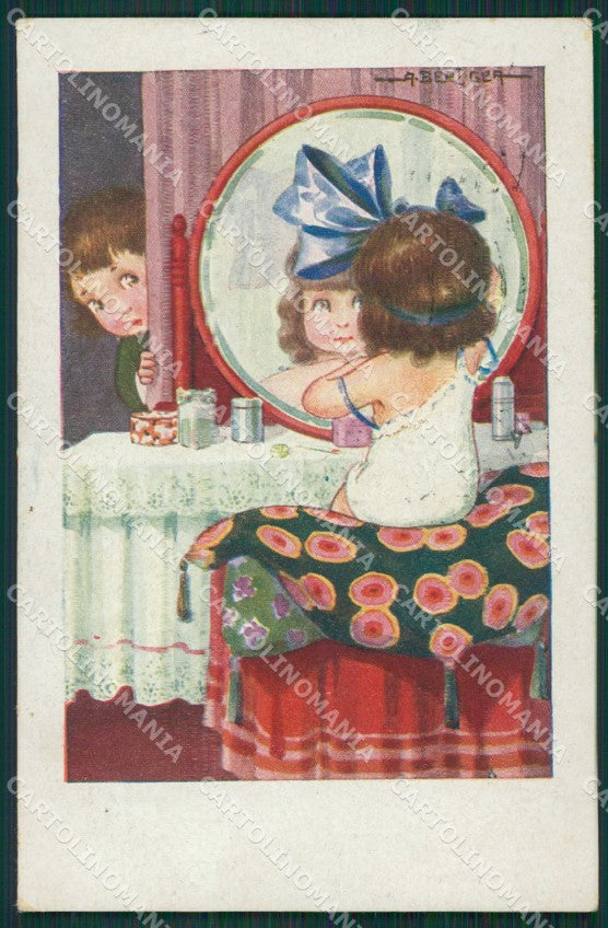 Artist Bertiglia Children Make up postcard cartolina KS4768 – fronte