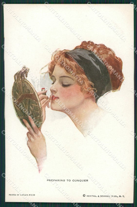 Artist Fisher Lady Make up postcard cartolina KS4770 – fronte