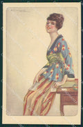 Artist Bompard Glamour Lady serie 985 postcard cartolina KS4802 – fronte